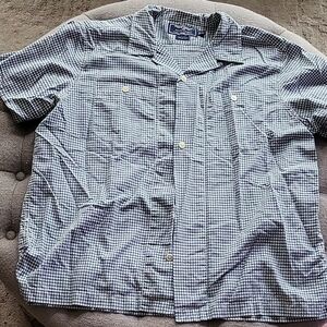 Polo Sport By Ralph Lauren Men's Blue Checkered Short Sleeve Shirt